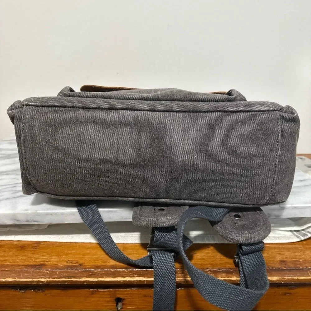 Stylish Brown and Gray Men's Backpack canvas leather